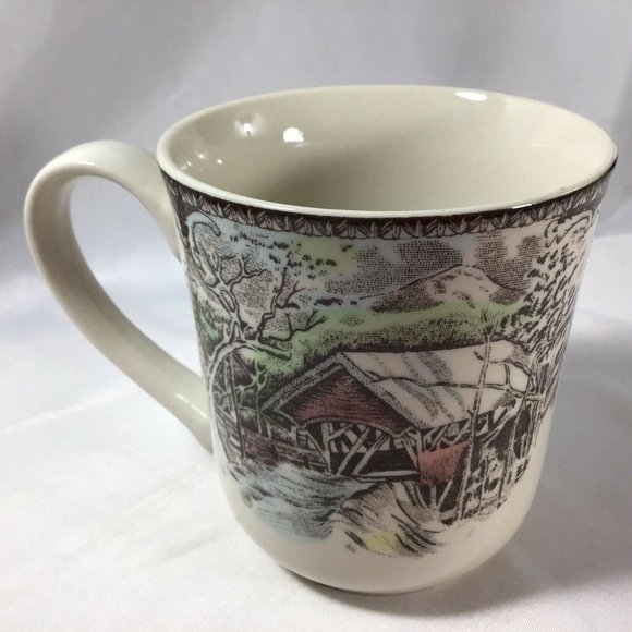 Johnson Brothers THE FRIENDLY VILLAGE 10 Oz Coffee Mug The Covered Bridge - Picture 1 of 9